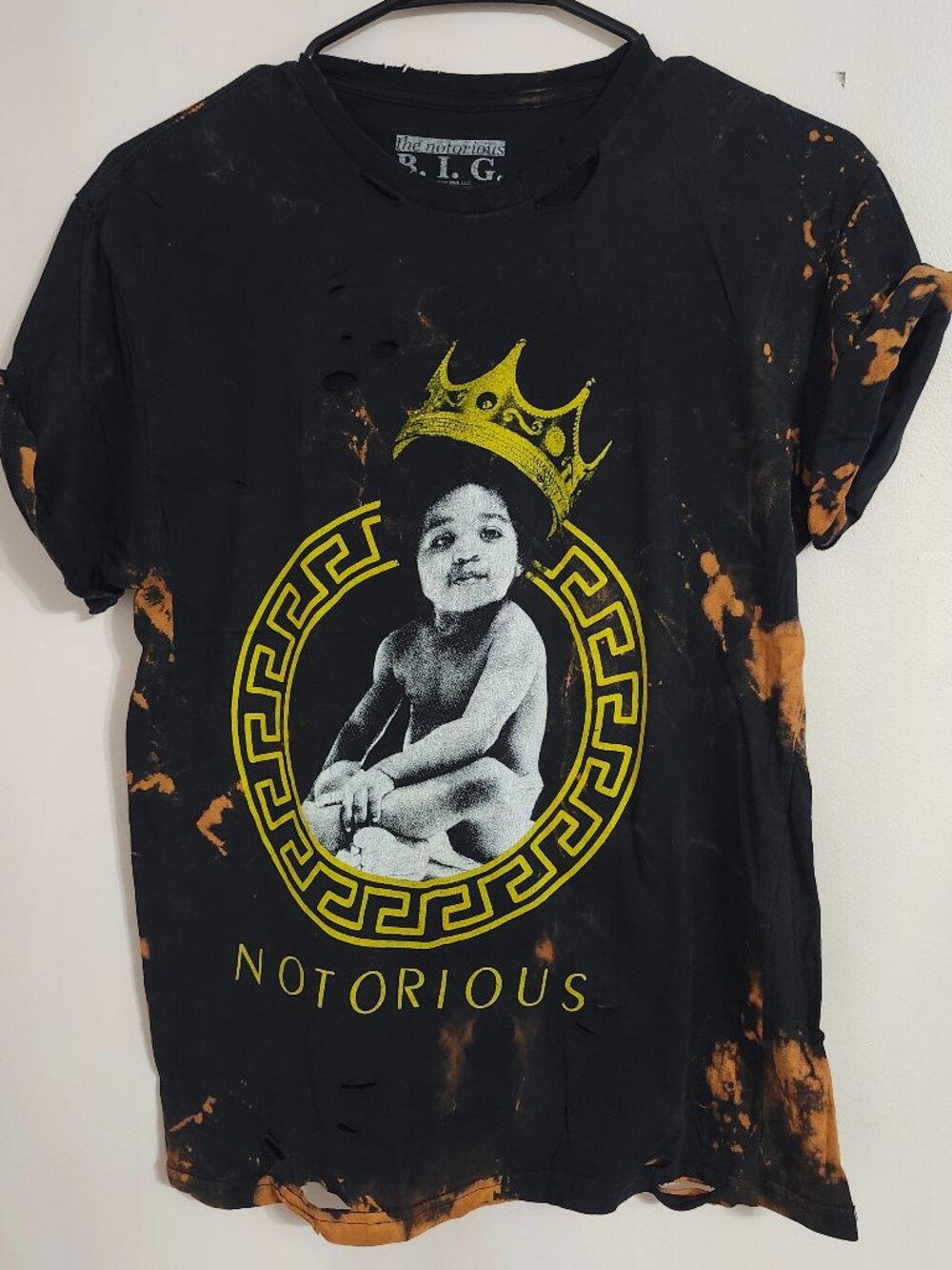 Bleached and distressed Notorious B.I.G. shirt size M